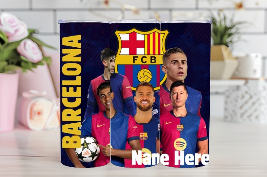 Custom FC Barcelona Player Tumbler – 20oz Stainless Steel Insulated Cup with Your Name – The Ultimate Gift for Barça Fans!