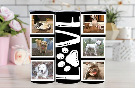 Personalised Dog Photo Tumbler – 20oz Insulated Travel Mug | Custom Pet Gift for Dog Lovers | Hot & Cold | With Lid, Straw, Box