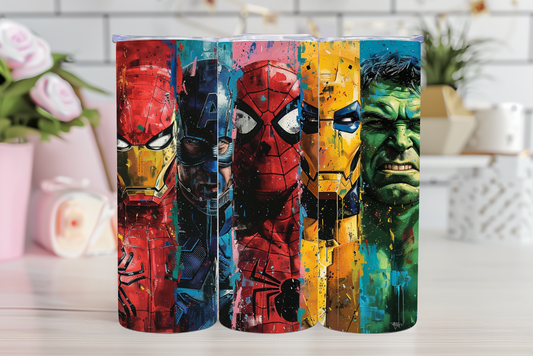 Marvel-Inspired Custom Tumbler – 20oz Stainless Steel Superhero Cup with Name – Perfect Gift for Marvel Fans