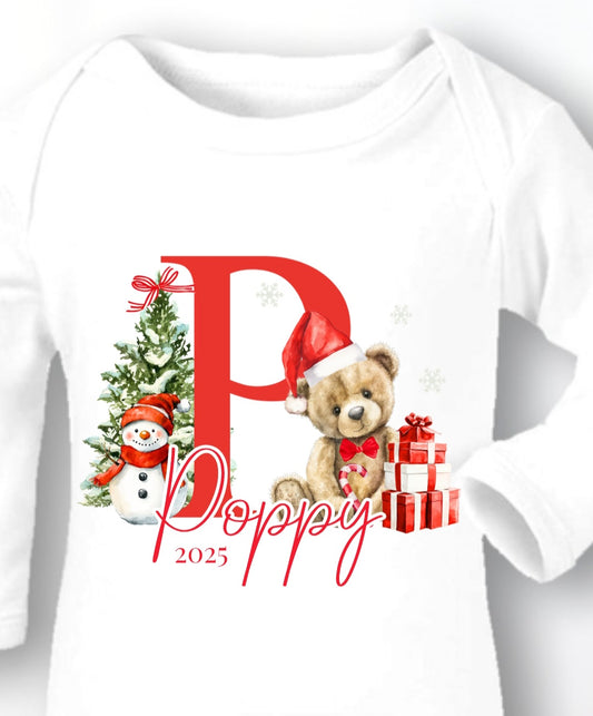 Candy Cane Lane – Personalised Christmas Baby Sleepsuit (2025)