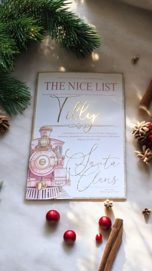 The Express Train – Official Nice List Certificate (Pink Edition)